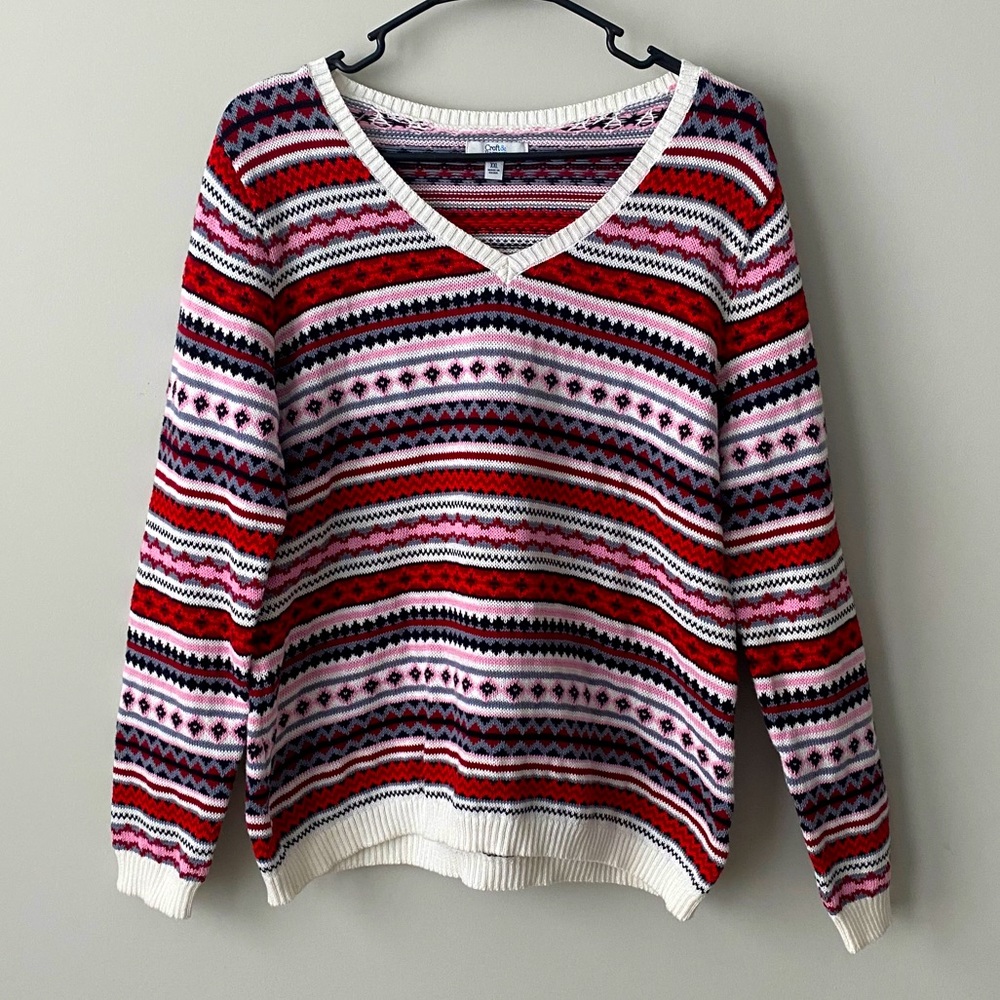 Croft & Barrow V-neck Knit Sweater Size XXL